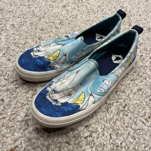 Sperry Sailboat Print Crest Twin Slip On Shoes Sz 8.5 Womens Preppy Casual